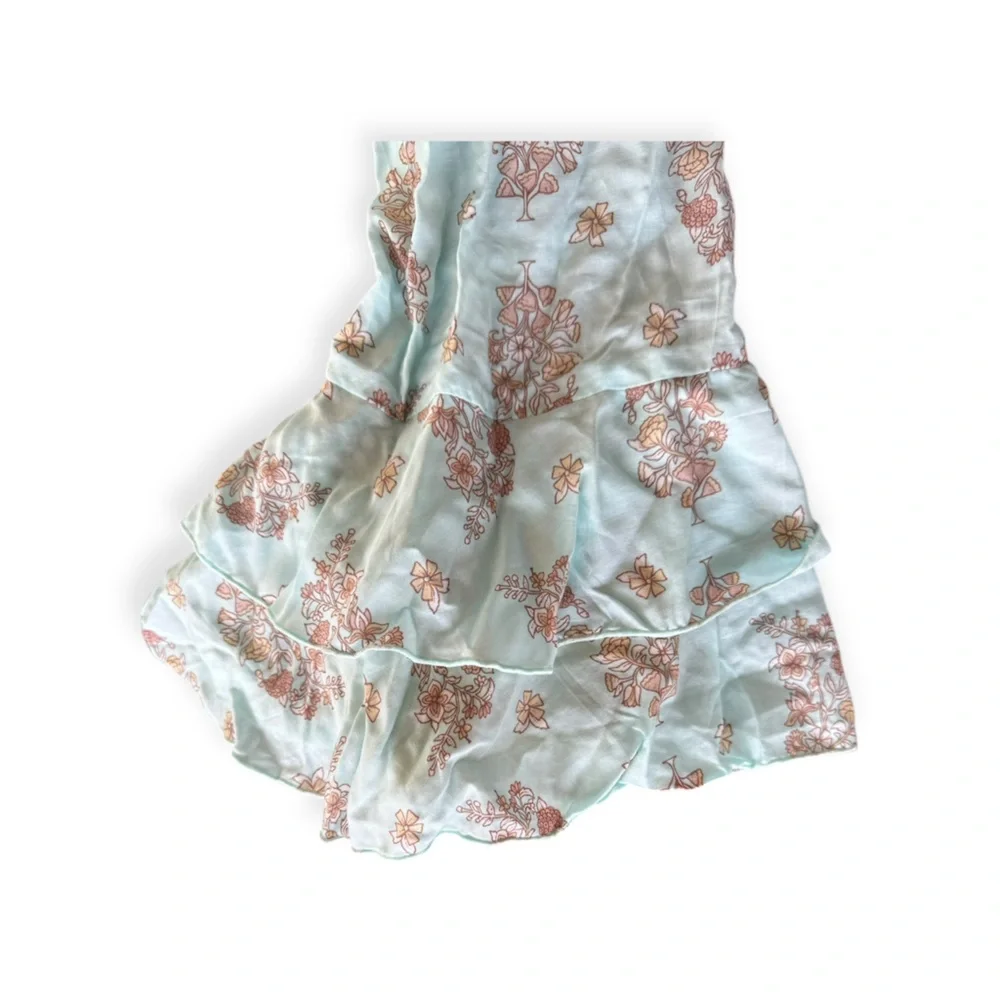AURA maxi dress blue cream chic floral pastels - Picture 9 of 13